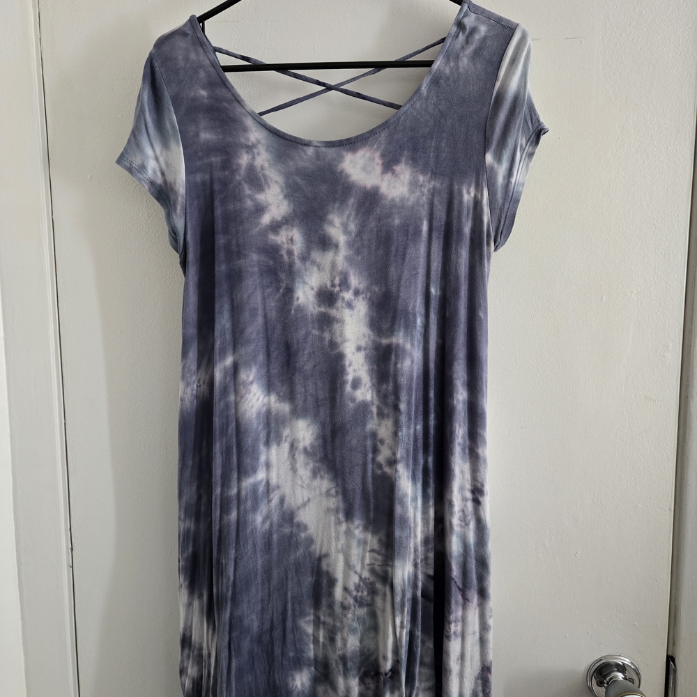 Rolla Coster Tie-Dye Mini Dress - Blue and White